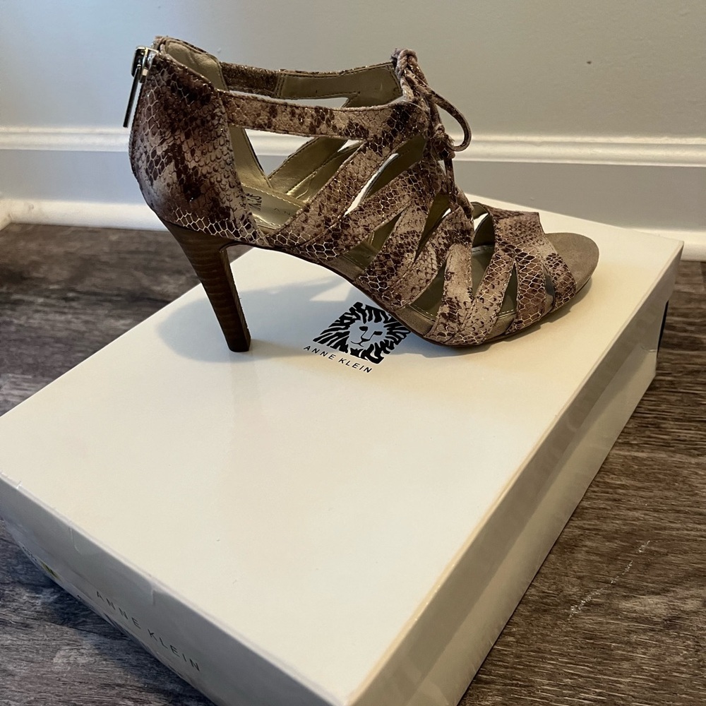 Anne Klein Snakeskin Strappy Heels - Picture 2 of 5